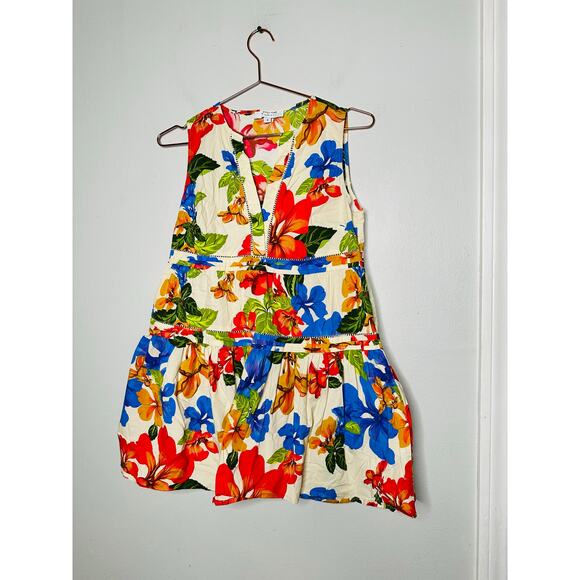 MARISSA WEBB x RTR Multicolor Floral Shift Sleeveless Tiered Mini Dress Size 0 - Picture 4 of 11